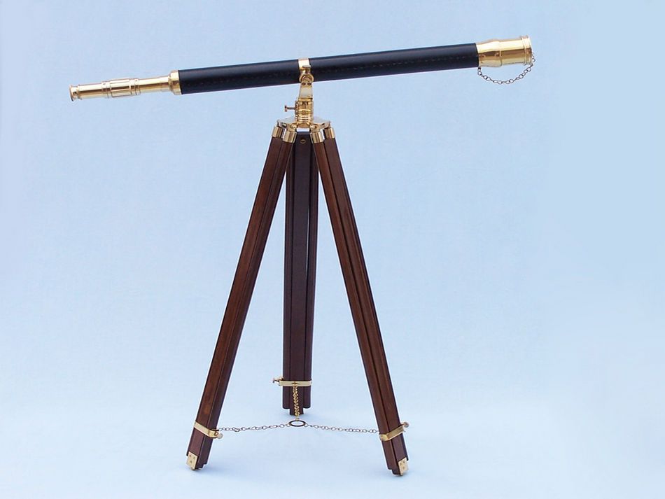 Floor Standing Brass/Leather Galileo Telescope 65"
