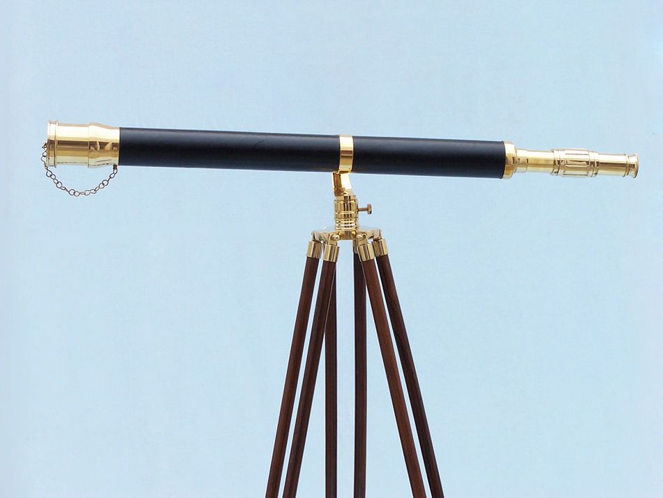 Floor Standing Brass/Leather Galileo Telescope 65"