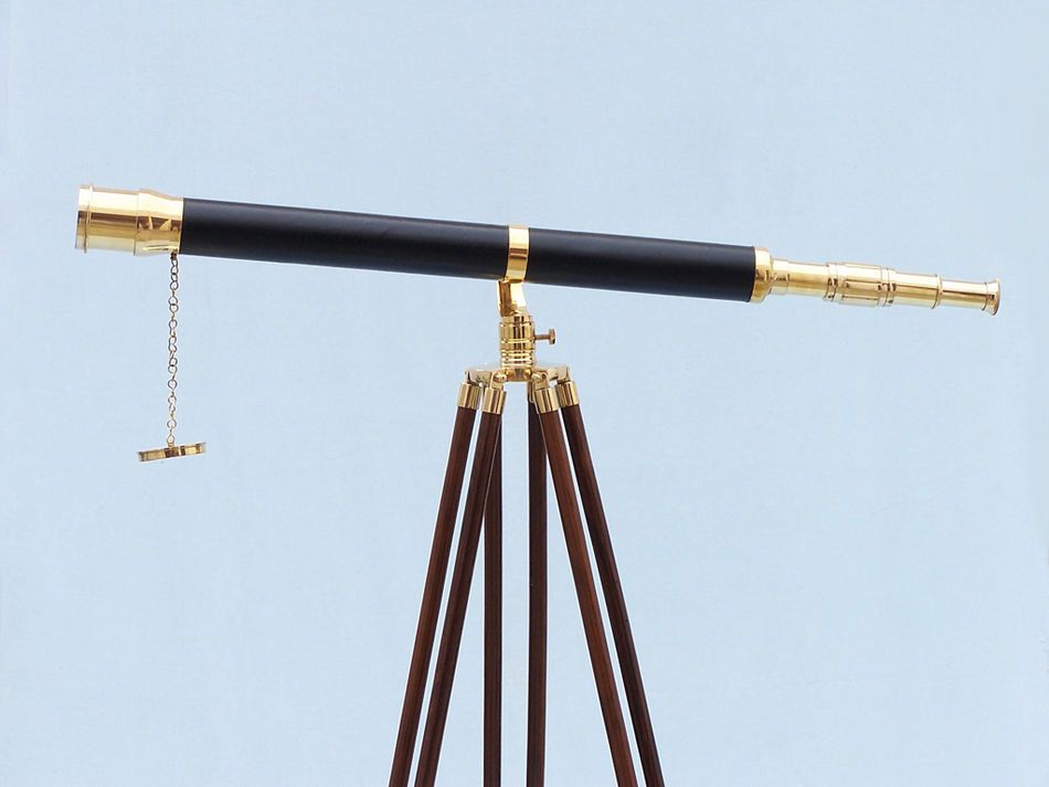 Floor Standing Brass/Leather Galileo Telescope 65"