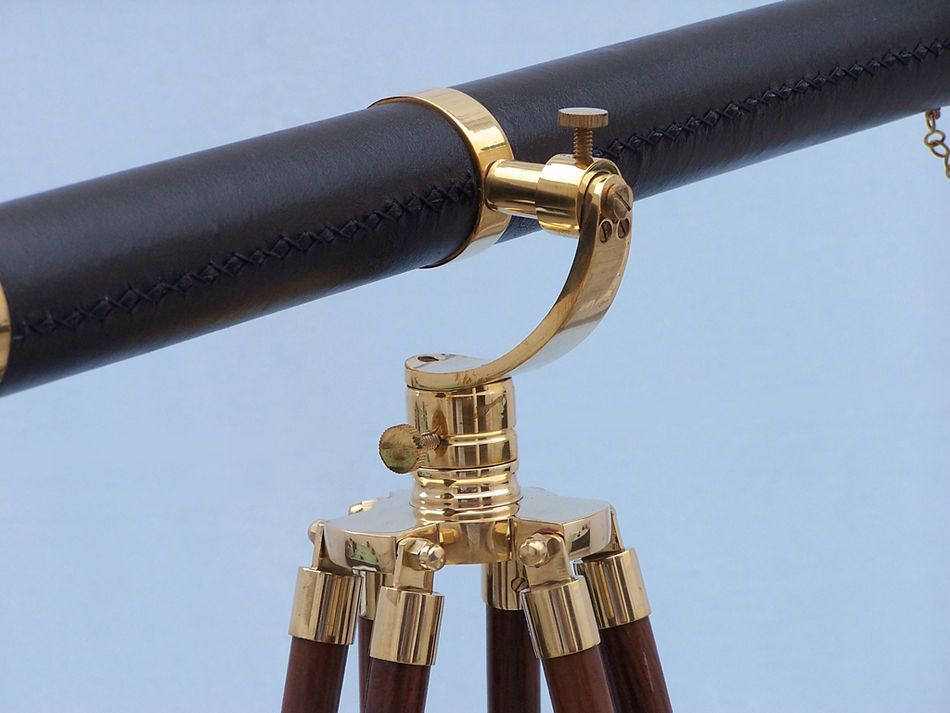 Floor Standing Brass/Leather Galileo Telescope 65"