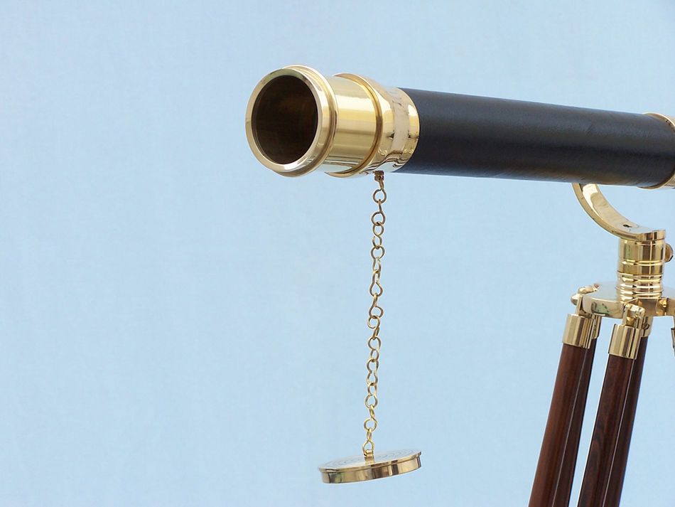 Floor Standing Brass/Leather Galileo Telescope 65"
