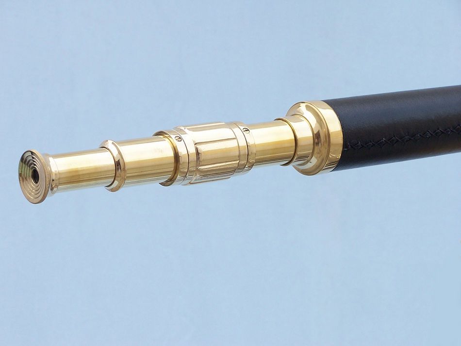 Floor Standing Brass/Leather Galileo Telescope 65"