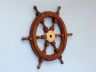Deluxe Class Wood and Brass Decorative Ship Wheel 18"