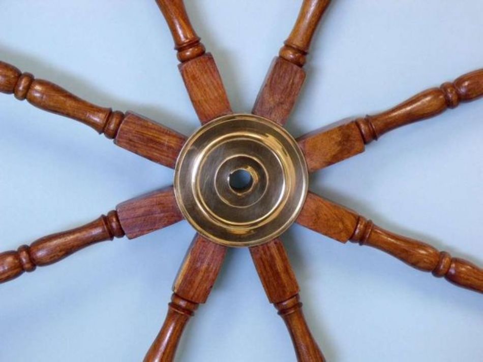 Deluxe Class Wood and Brass Decorative Ship Wheel 48"