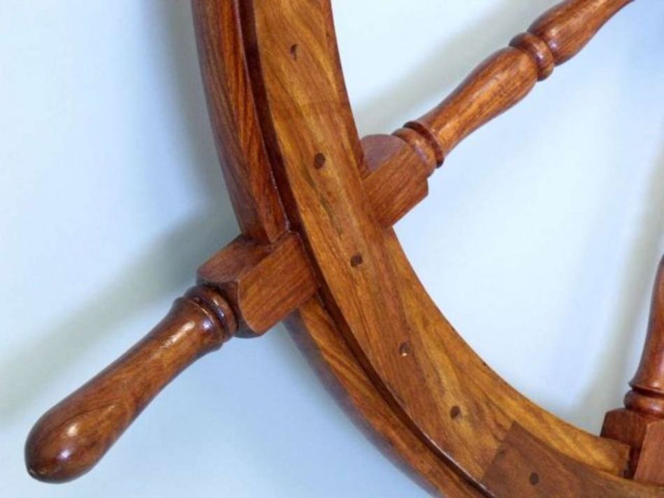 Deluxe Class Wood and Brass Decorative Ship Wheel 48"