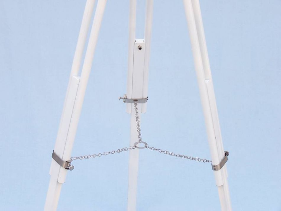 Floor Standing Brushed Nickel With White Leather Galileo Telescope 65"