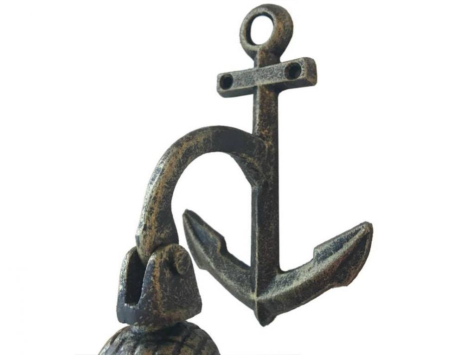 Rustic Gold Cast Iron Wall Hanging Anchor Bell 8"