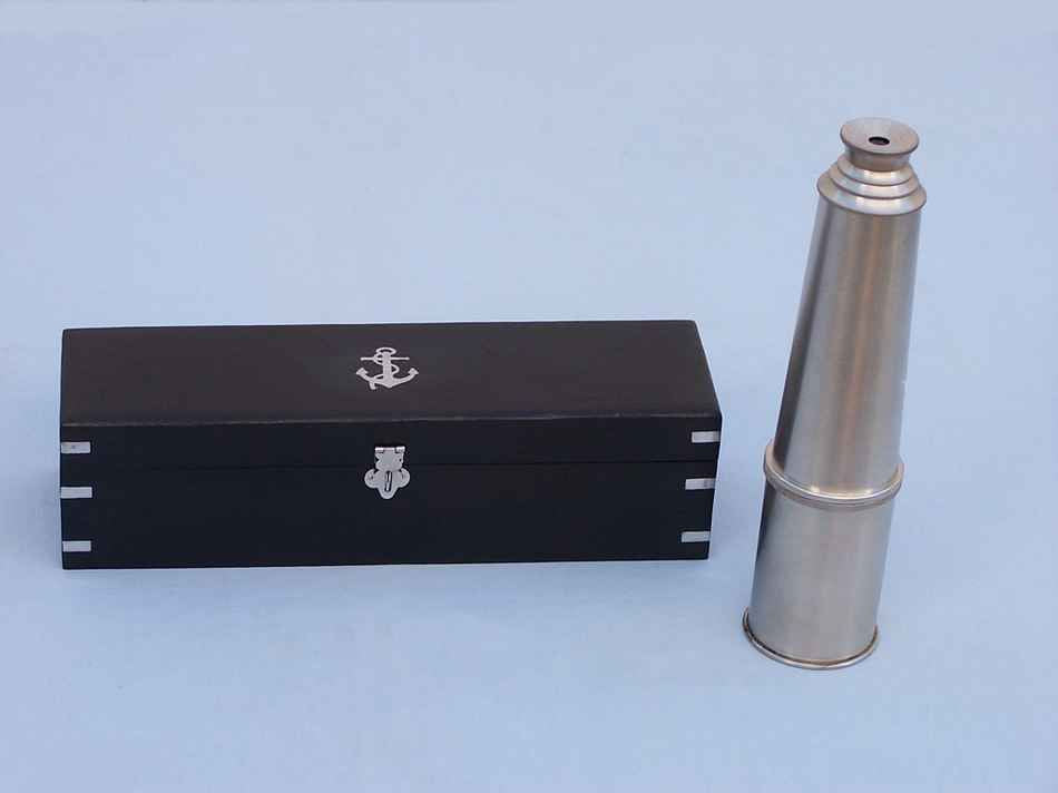 Deluxe Class Hampton Collection Brushed Nickel Spyglass 36" with Rosewood Box