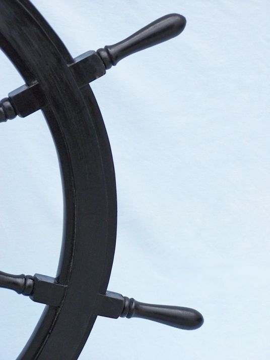 Deluxe Class Wood and Chrome Decorative Pirate Ship Steering Wheel 48"