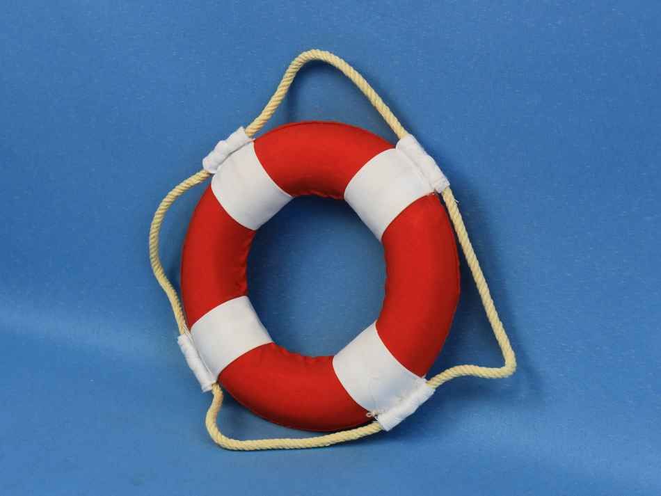 Vibrant Red Decorative Lifering With White Bands 6"