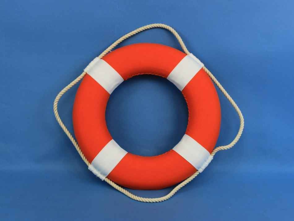 Vibrant Orange Decorative Lifering With White Bands 15"