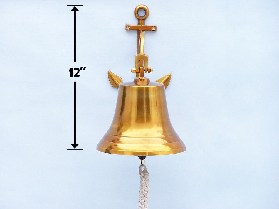 Brass Plated Hanging Anchor Bell 12"