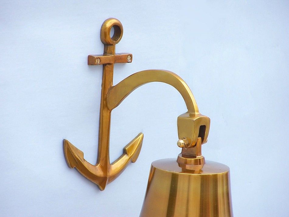 Brass Plated Hanging Anchor Bell 12"