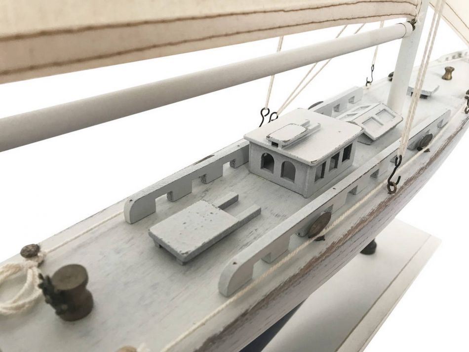 Wooden Rustic Whitewashed Enterprise Limited Model Sailboat 35"