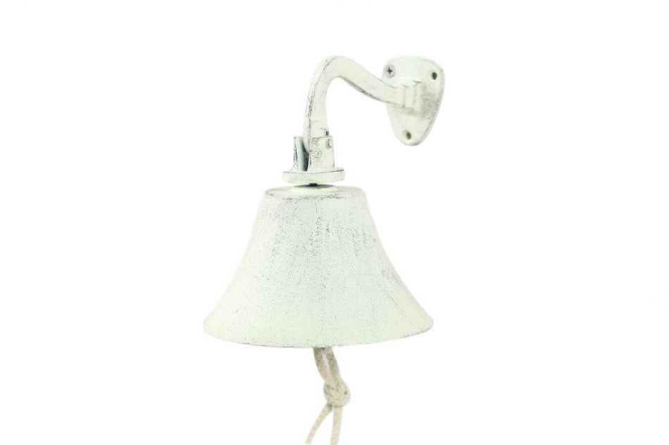 Whitewashed Cast Iron Hanging Ship's Bell 6"