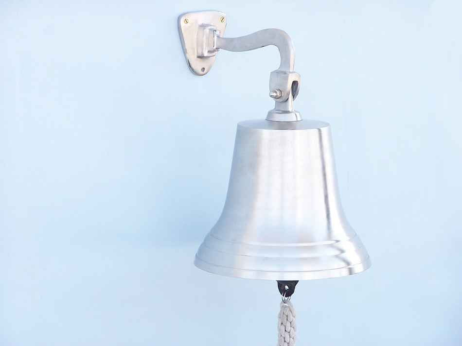 Brushed Nickel Hanging Ship's Bell 15"