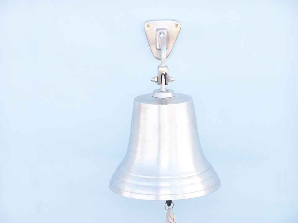 Brushed Nickel Hanging Ship's Bell 15"