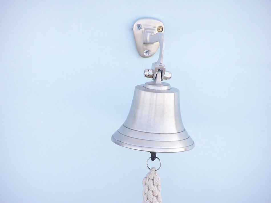 Brushed Nickel Hanging Ship's Bell 6"