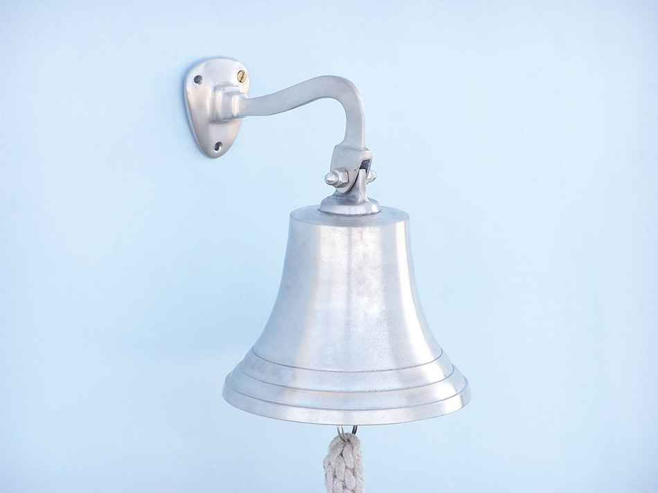 Brushed Nickel Hanging Ship's Bell 9"