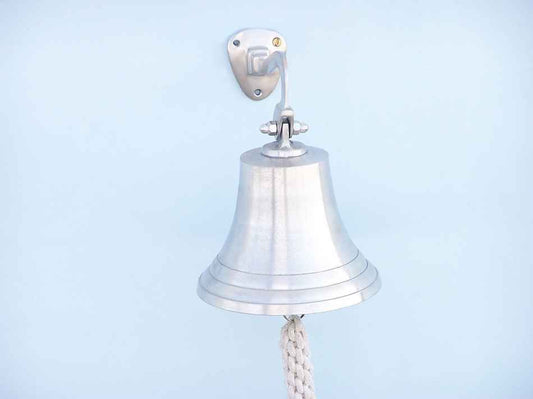 Brushed Nickel Hanging Ship's Bell 9"