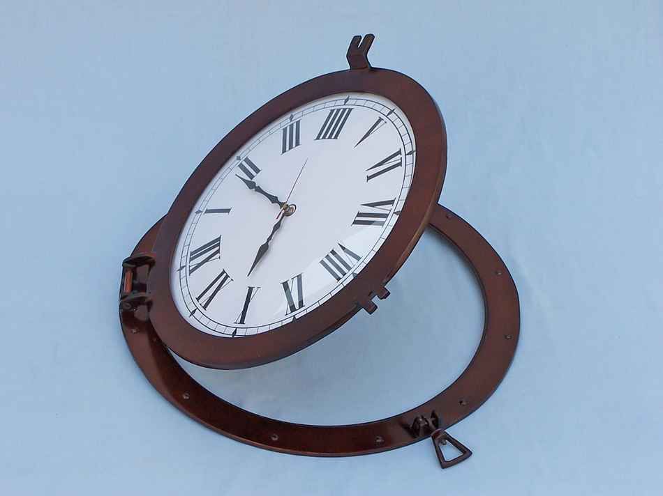 Antique Copper Decorative Ship Porthole Clock 24"