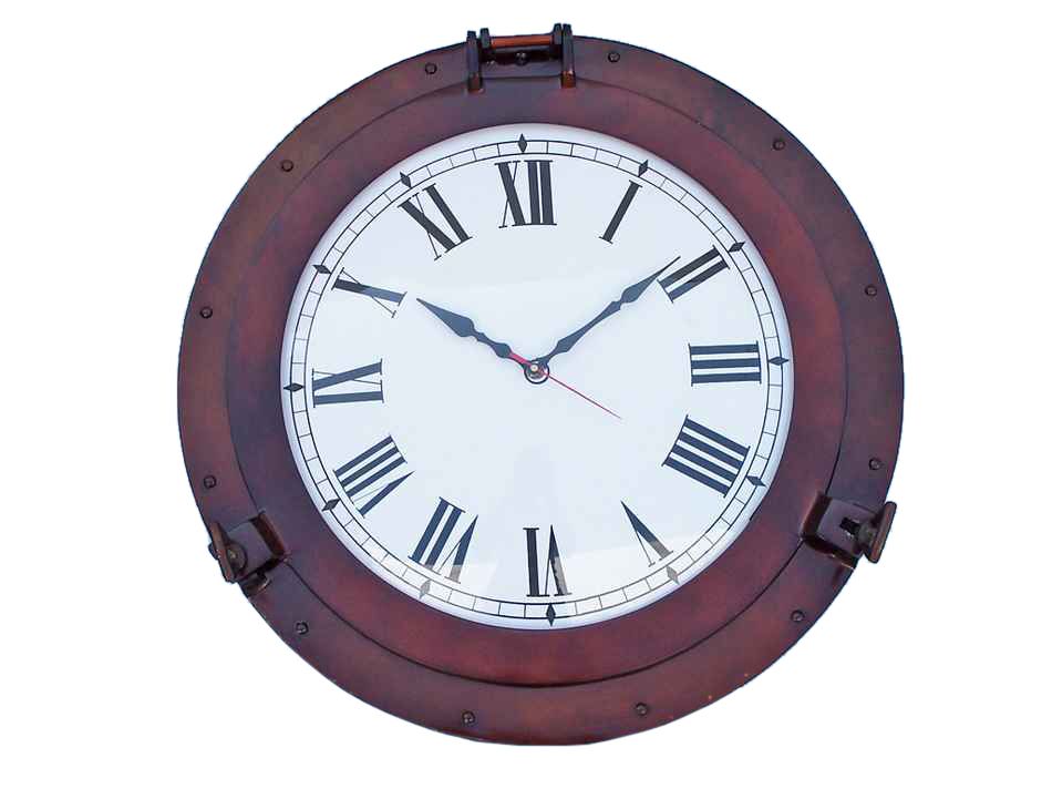 Antique Copper Decorative Ship Porthole Clock 24"