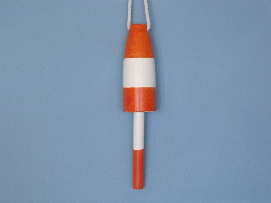 Wooden Orange Cape Rock Decorative Lobster Trap Buoy 15"