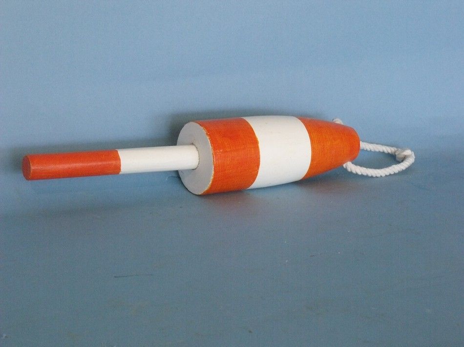 Wooden Orange Cape Rock Decorative Lobster Trap Buoy 15"