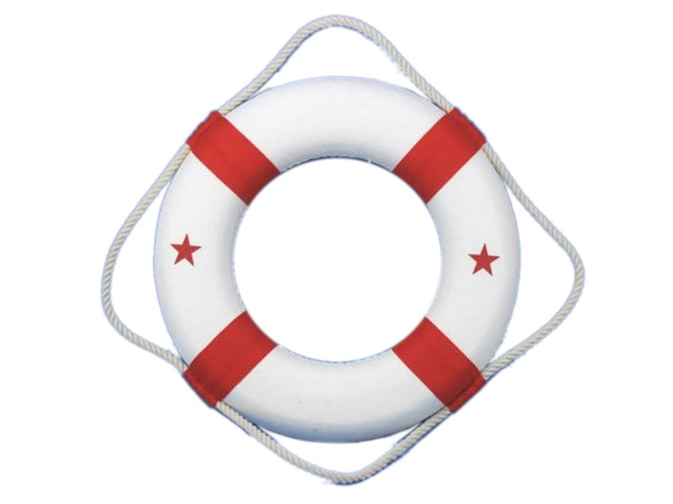 Classic White Decorative Lifering with Red Bands 6"