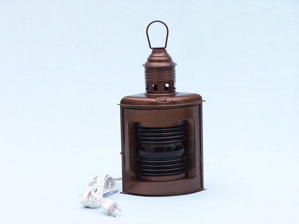 Antique Copper Port and Starboard Electric Lamp 12"