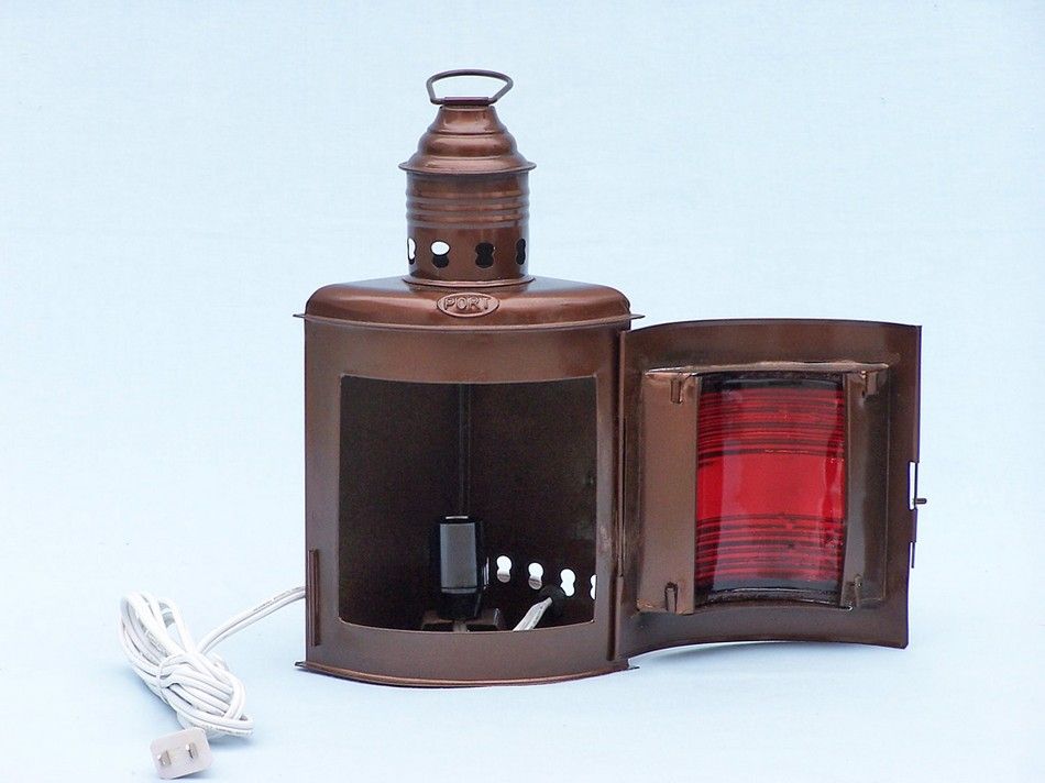 Antique Copper Port and Starboard Electric Lamp 12"