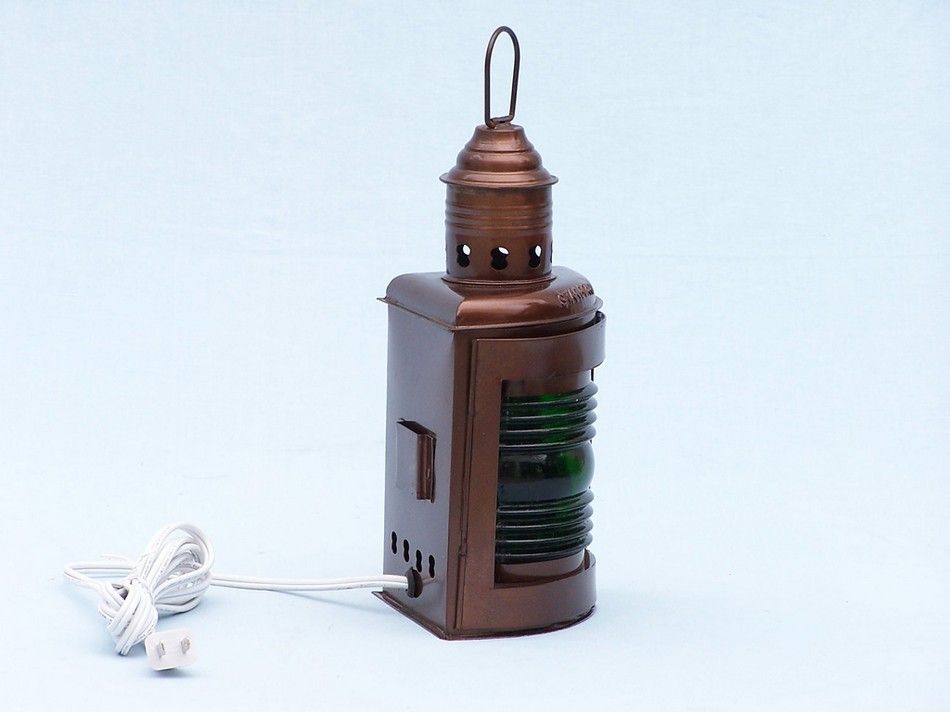 Antique Copper Port and Starboard Electric Lamp 12"