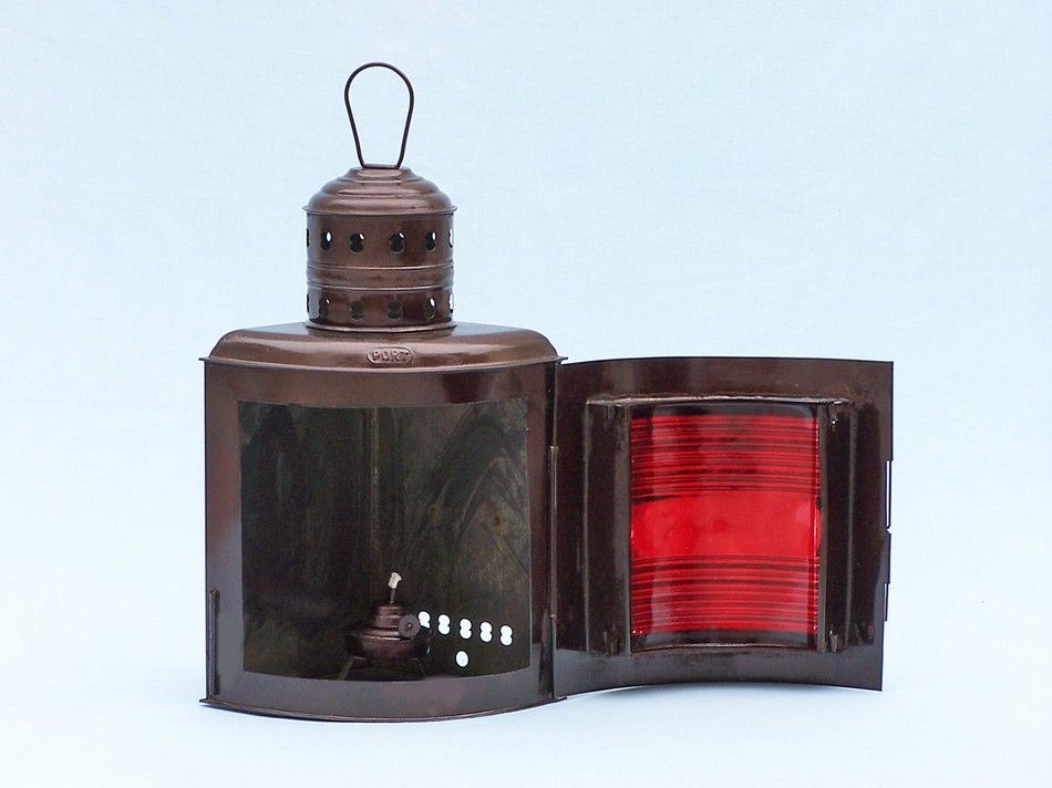 Antique Copper Port and Starboard Oil Lamp 17"