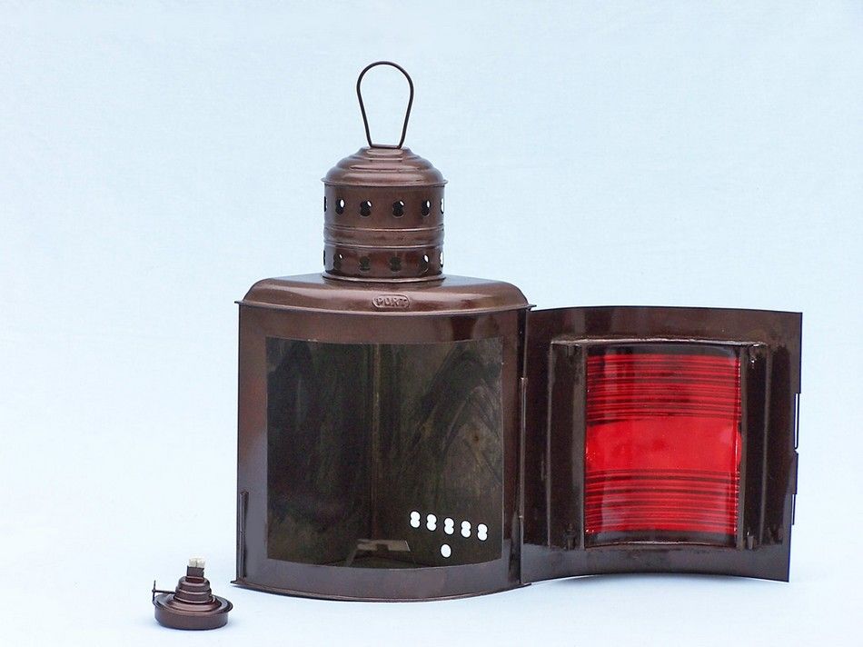 Antique Copper Port and Starboard Oil Lamp 17"