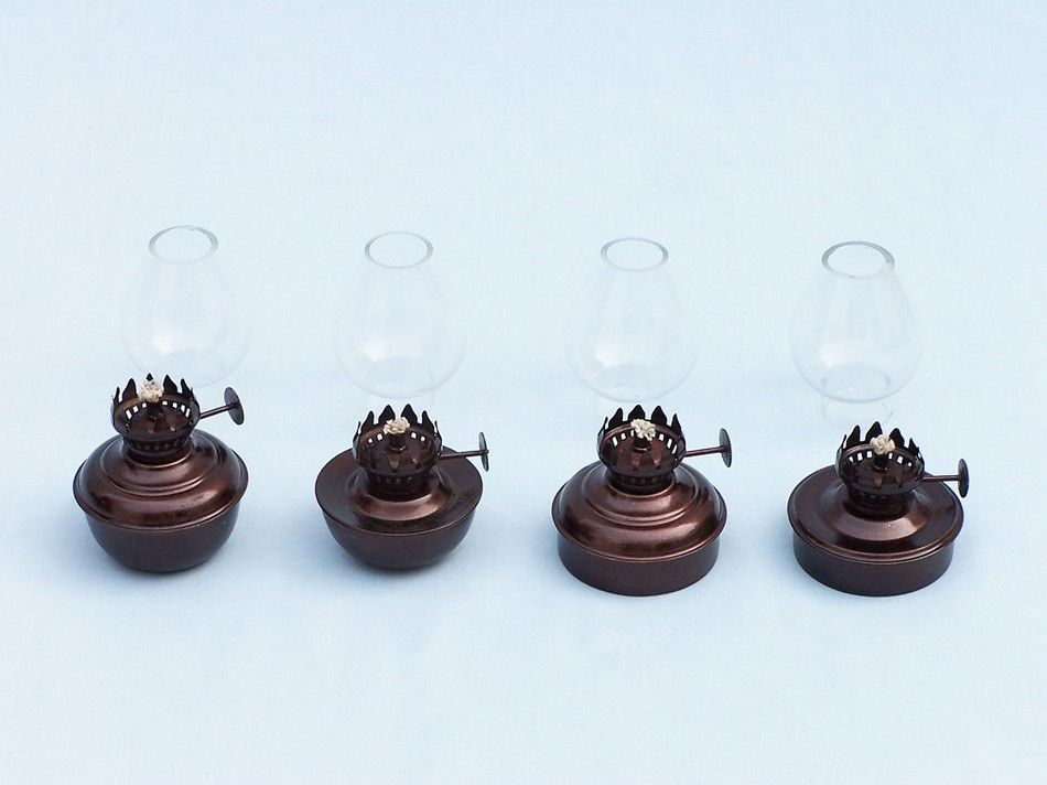Antique Copper Table Oil Lamp 5" - Set of 4