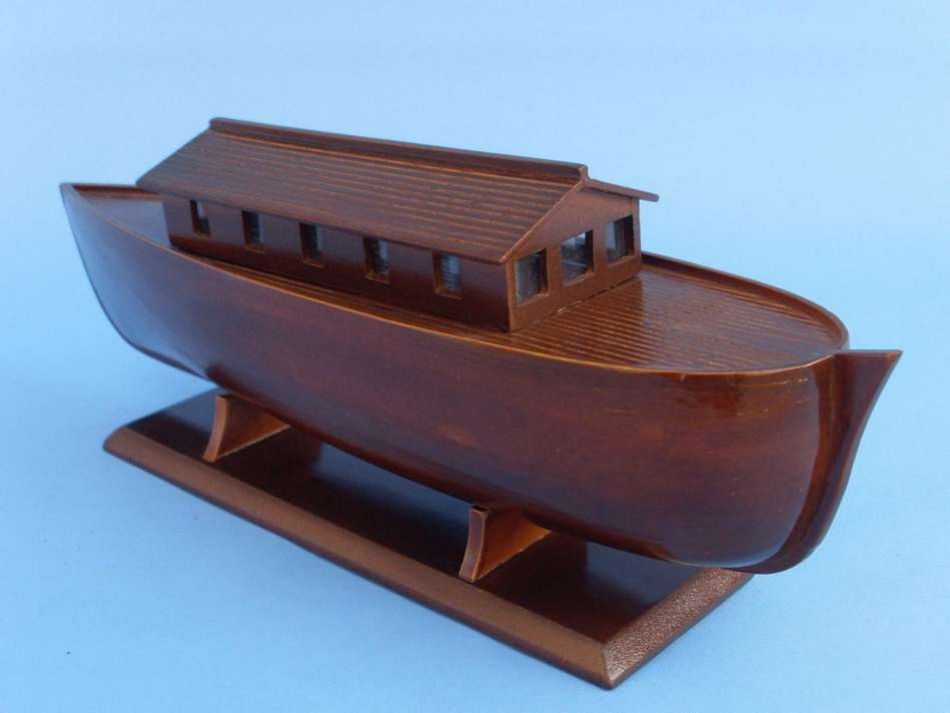 Wooden Noah's Ark Model Boat 14"