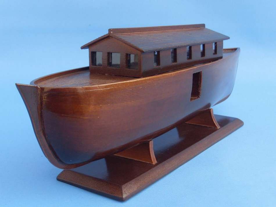 Wooden Noah's Ark Model Boat 14"