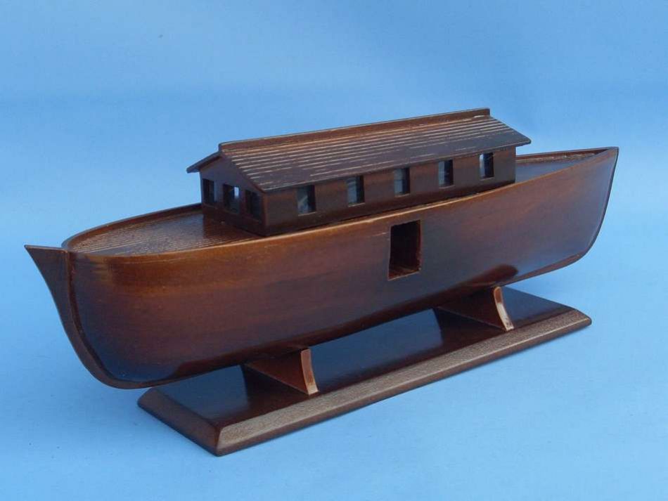 Wooden Noah's Ark Model Boat 14"