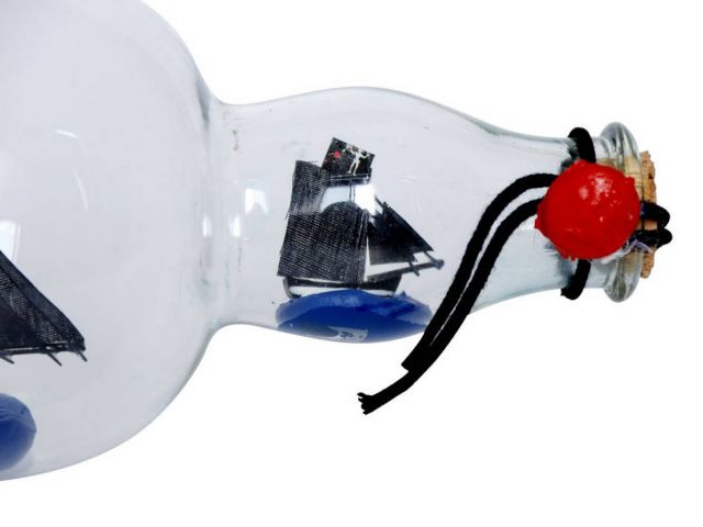 Blackbeard's Queen Anne's Revenge Model Ship in a Glass Bottle 11"