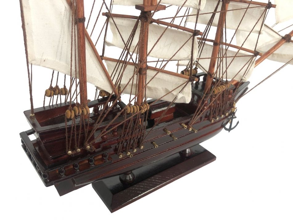 Wooden Blackbeard's Queen Anne's Revenge White Sails Pirate Ship Model 20"