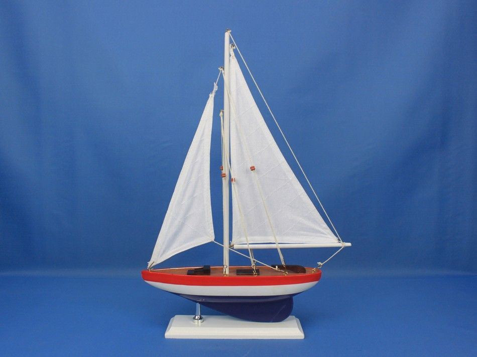 Wooden USA Sailer Model Sailboat Decoration 17"