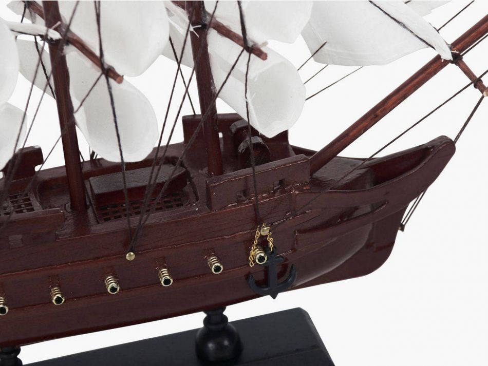 Wooden Captain Hooks Jolly Roger from Peter Pan White Sails Model Pirate Ship 12"