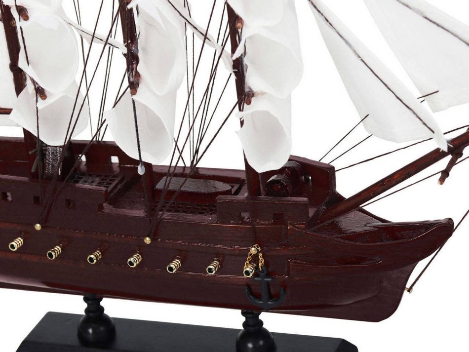 Wooden Captain Hooks Jolly Roger from Peter Pan White Sails Model Pirate Ship 12"