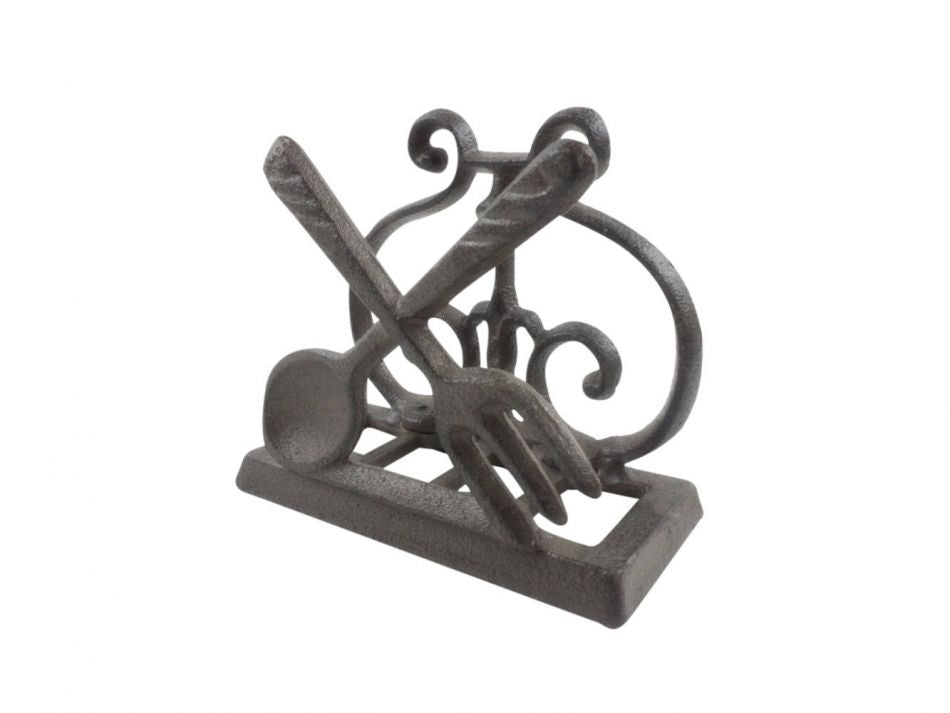 Cast Iron Fork and Spoon Kitchen Napkin Holder 5"