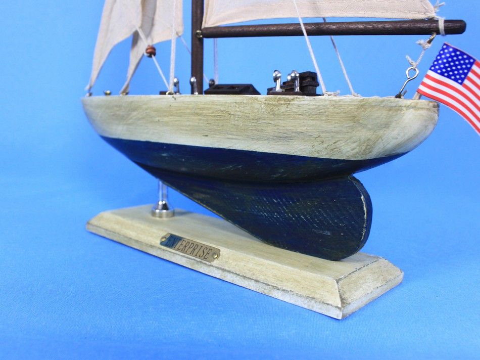 Wooden Rustic Enterprise Model Sailboat Decoration 16"