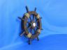 Rustic Wood Finish Decorative Ship Wheel with Seashell 18"