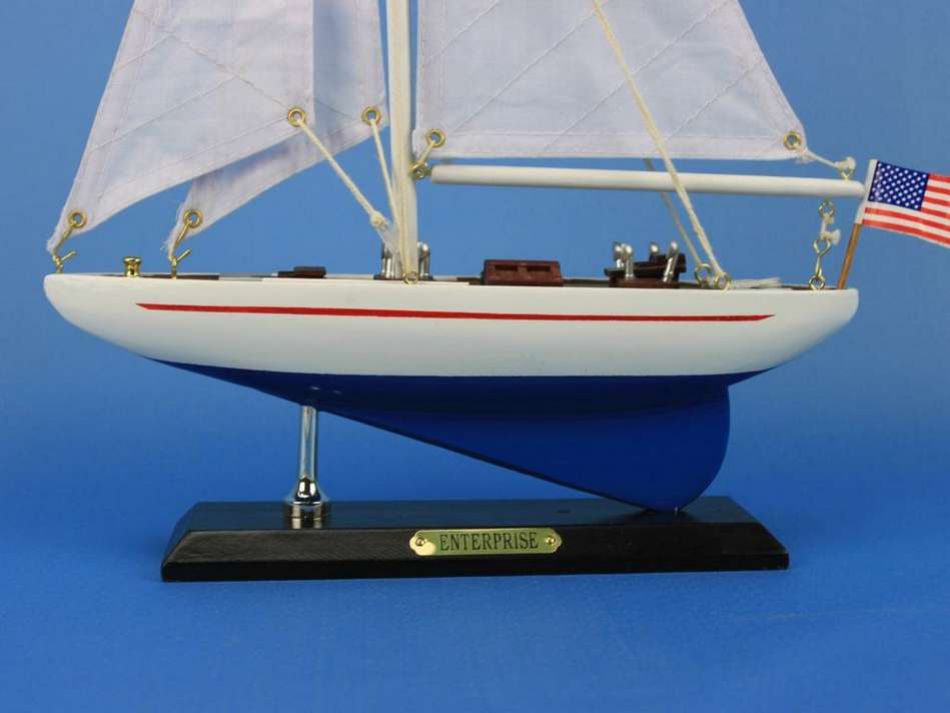 Wooden Enterprise Model Sailboat Decoration 16"