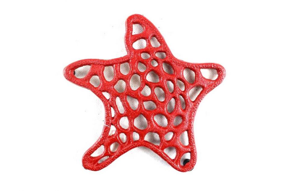 Rustic Red Cast Iron Starfish Trivet 7"