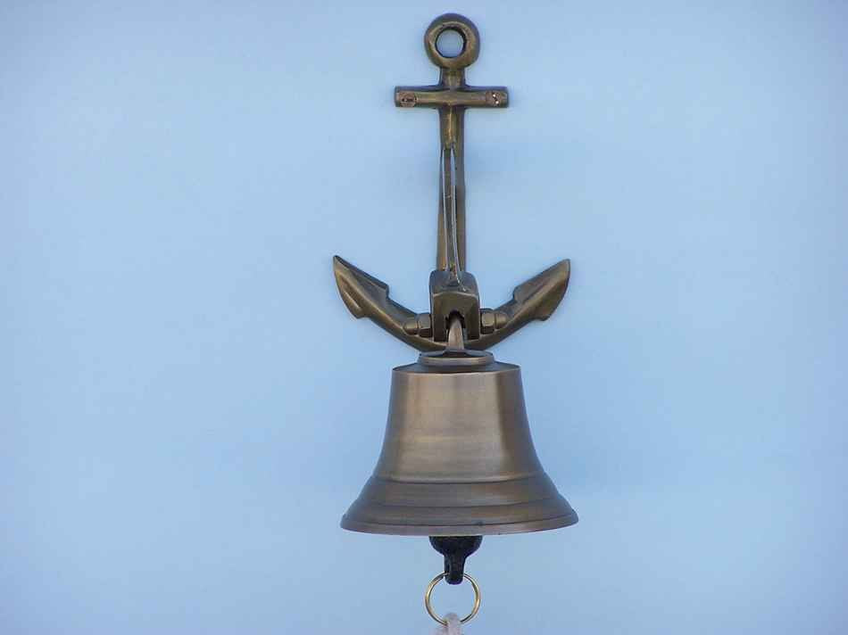 Antique Brass Hanging Anchor Bell 8"