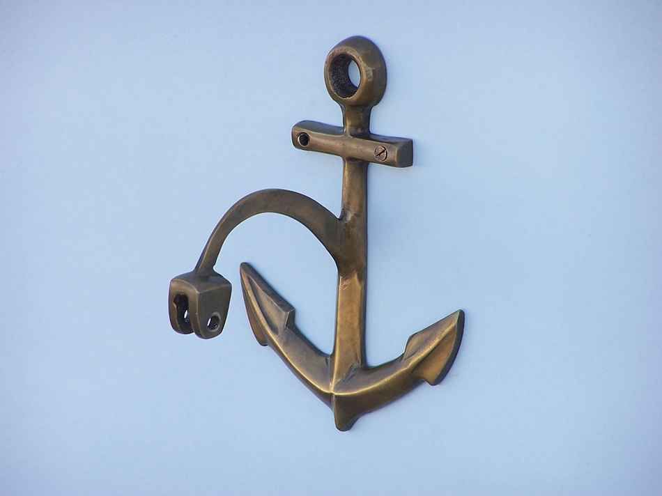 Antique Brass Hanging Anchor Bell 10"